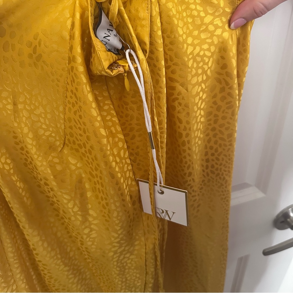 NWT - JAUS Yellow Satin Slip Dress S - Picture 7 of 9